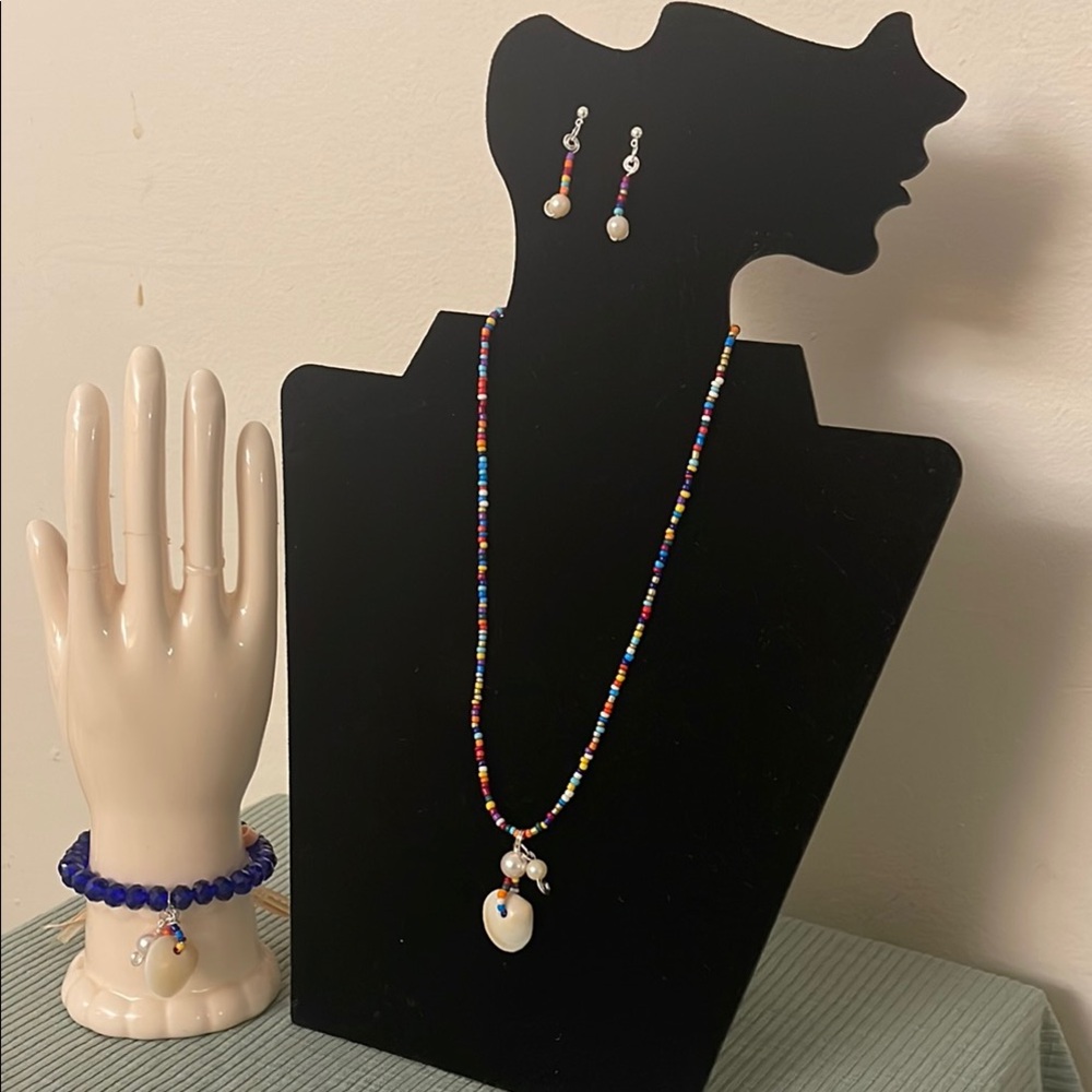 Colorful Beaded Necklace and Earring Set